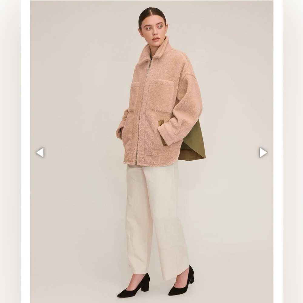Marissa Webb jacket coat Medium Amari Sherpa faux fur canvas oversized $598 MSRP